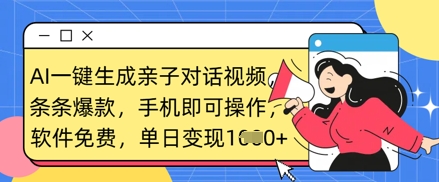 AI一键生成亲子对话视频，条条爆款，一部手机即可操作，单日变现数张-知库商学院
