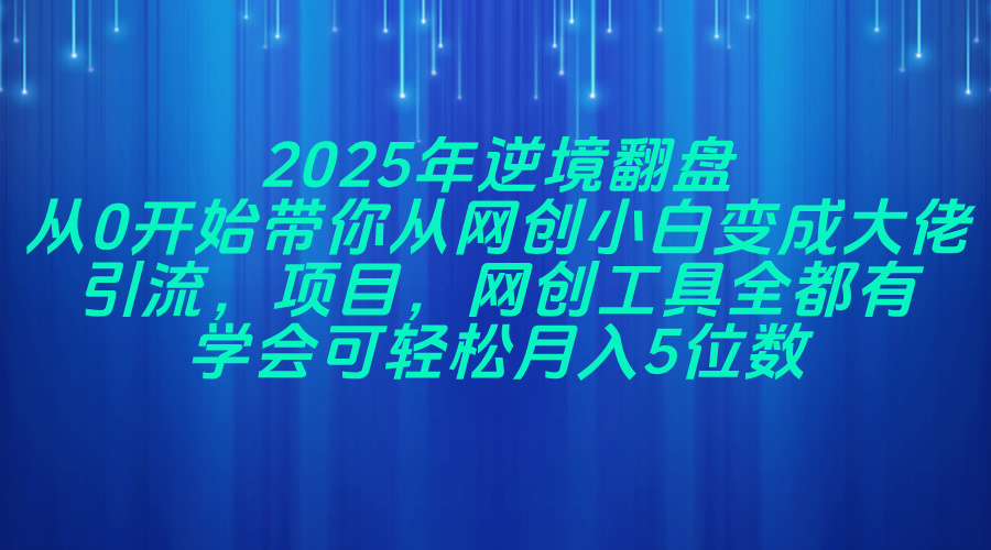 2025年逆境翻盘，从0开始带你从网创小白变成大佬，引流，项目，网创工…-知库商学院