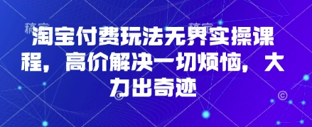 淘宝付费玩法无界实操课程，高价解决一切烦恼，大力出奇迹-知库商学院