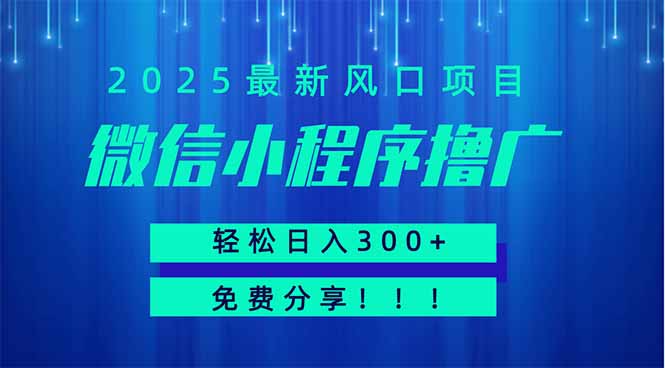 微信小程序撸广，最新风口项目，日入300+ 免费分享 可批量操作 小白可…-知库商学院