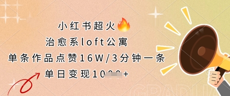 小红书超火的治愈系loft公寓，单条作品点赞16W，3分钟一条，单日变现数张-知库商学院