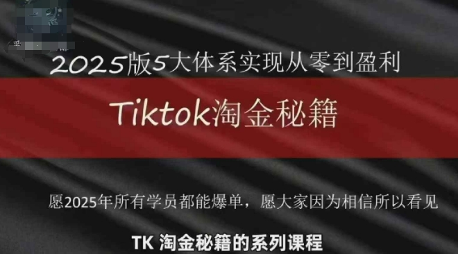 TikTok跨境2025淘金秘籍，​2025TikTok从0到盈利变现-知库商学院