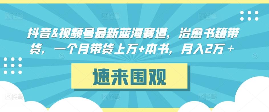 抖音&视频号最新蓝海赛道，治愈书籍带货，一个月带货上万+本书，月入2万＋【揭秘】-知库商学院