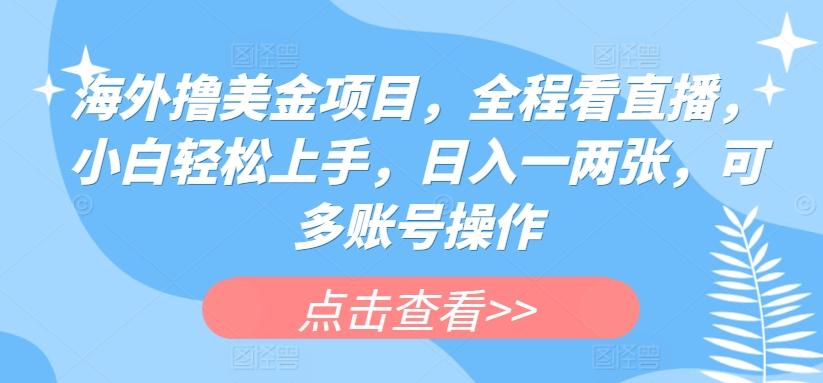海外撸美金项目，全程看直播，小白轻松上手，日入一两张，可多账号操作【揭秘】-知库商学院
