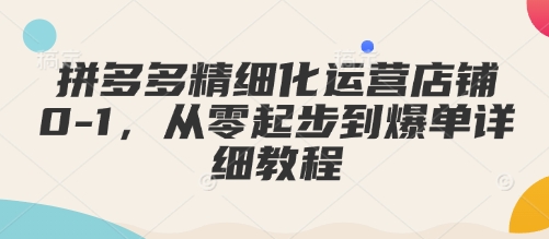 拼多多精细化运营店铺0-1，从零起步到爆单详细教程-知库商学院