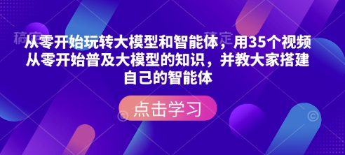 从零开始玩转大模型和智能体，​用35个视频从零开始普及大模型的知识，并教大家搭建自己的智能体-知库商学院