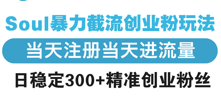 Soul暴力截流创业粉玩法，当天注册当天进流量，日稳定300+精准创业粉丝-知库商学院