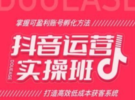 抖音运营实操班，掌握可盈利账号孵化方法，打造高效低成本获客系统-知库商学院