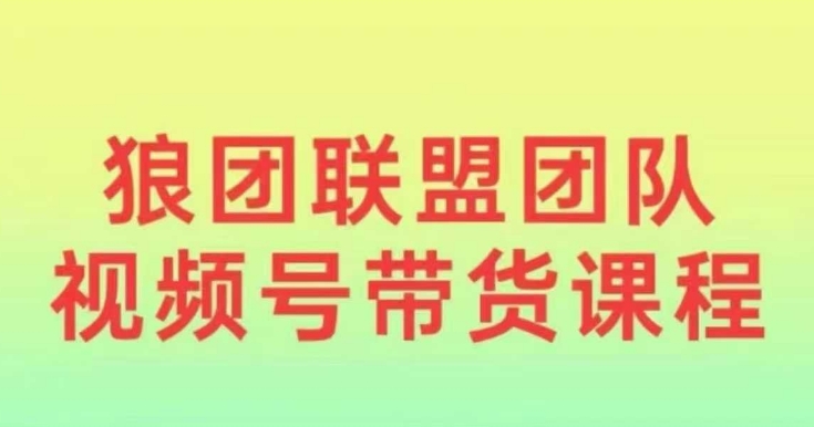 狼团联盟2024视频号带货，0基础小白快速入局视频号-知库商学院