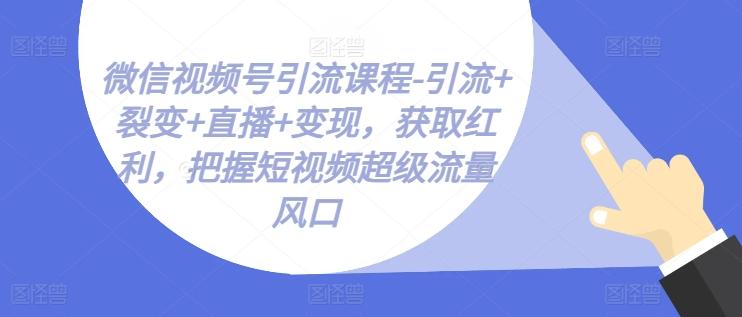 微信视频号引流课程-引流+裂变+直播+变现，获取红利，把握短视频超级流量风口-知库商学院