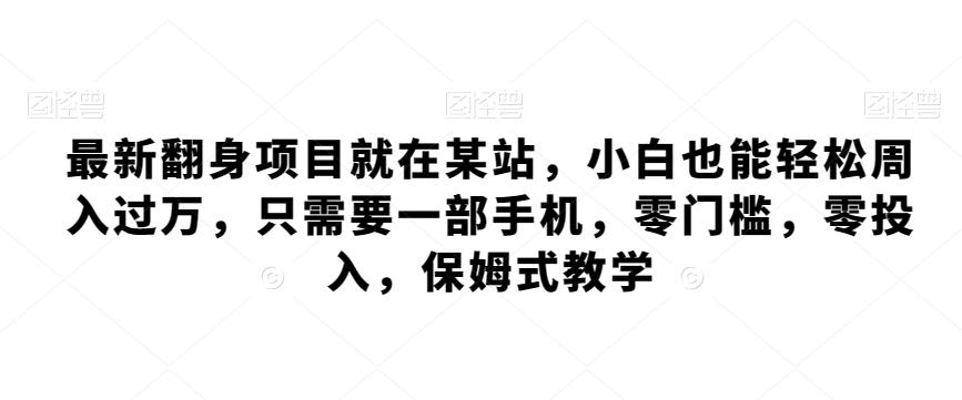 最新翻身项目就在某站，小白也能轻松周入过万，只需要一部手机，零门槛，零投入，保姆式教学-知库商学院