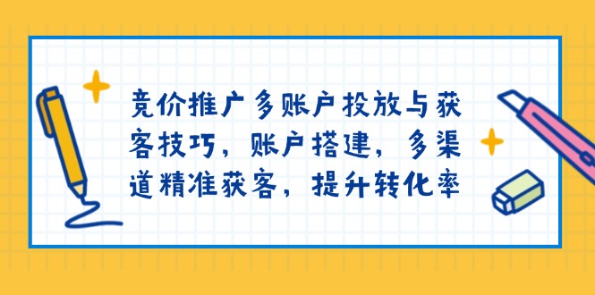 竞价推广多账户投放与获客技巧，账户搭建，多渠道精准获客，提升转化率-知库商学院