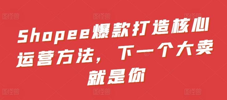 Shopee爆款打造核心运营方法，下一个大卖就是你-知库商学院