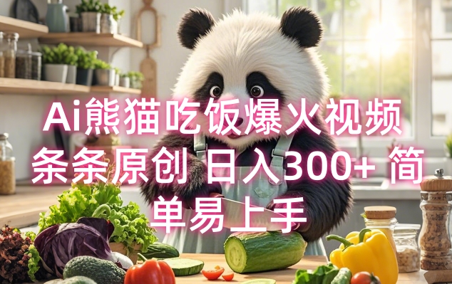 Ai熊猫吃饭爆火视频 条条原创 日入300+ 简单易上手-知库商学院