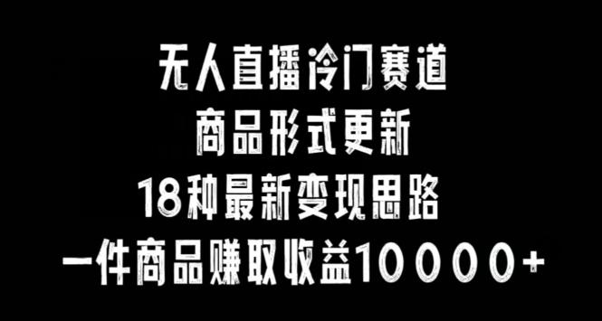 无人直播冷门赛道，商品形式更新，18种变现思路，一件商品赚取收益10000+【揭秘】-知库商学院