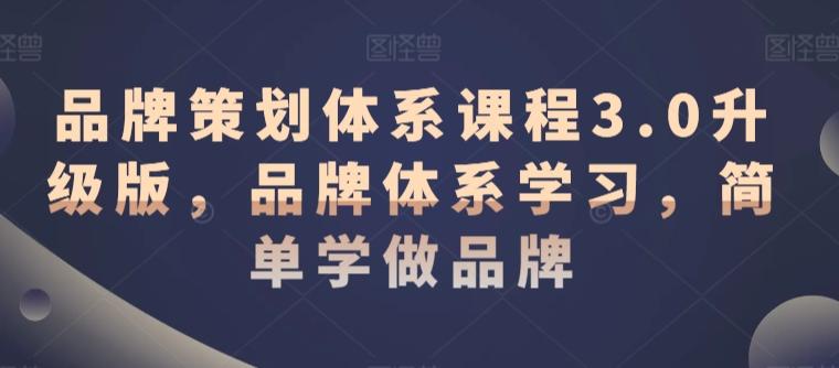 品牌策划体系课程3.0升级版，品牌体系学习，简单学做品牌-知库商学院