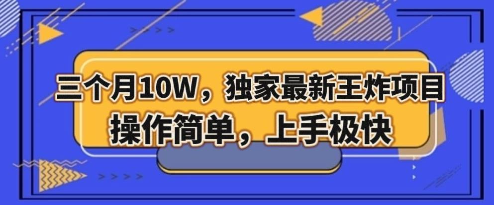 三个月10W，独家最新王炸项目！操作简单，上手极快【揭秘】-知库商学院