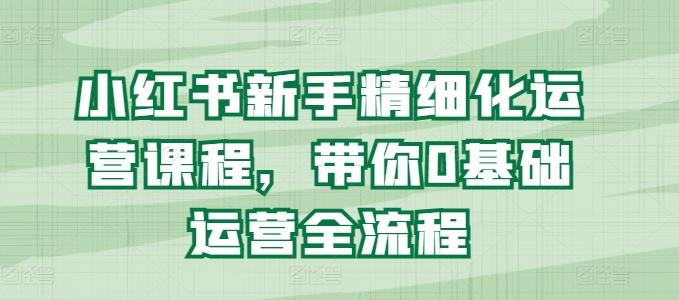 小红书新手精细化运营课程，带你0基础运营全流程-知库商学院