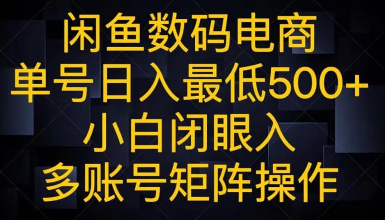闲鱼数码电商，单号日入最低500+，小白闭眼入，多账号矩阵操作-知库商学院