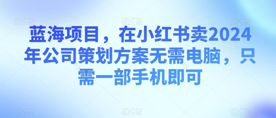 蓝海项目，在小红书卖2024年公司策划方案无需电脑，只需一部手机即可-知库商学院