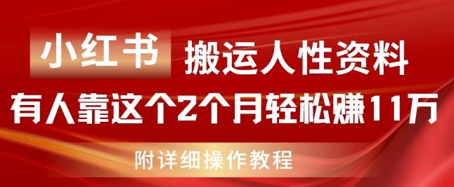 小红书搬运人性资料，有人靠这个2个月轻松赚11w，附教程【揭秘】-知库商学院