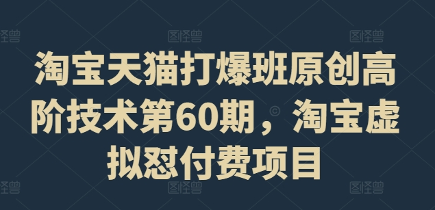 淘宝天猫打爆班原创高阶技术第60期，淘宝虚拟怼付费项目-知库商学院