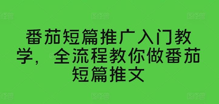 番茄短篇推广入门教学，全流程教你做番茄短篇推文-知库商学院