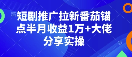 短剧推广拉新番茄锚点半月收益1万+大佬分享实操-知库商学院