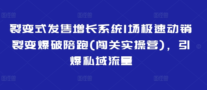 裂变式发售增长系统1场极速动销裂变爆破陪跑(闯关实操营)，引爆私域流量-知库商学院
